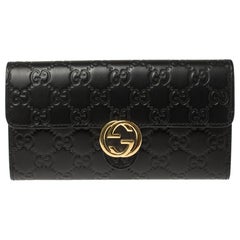 Gucci Black Guccissima Leather GG Icon Continental Wallet