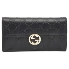Gucci Black Guccissima Leather GG Icon Continental Wallet