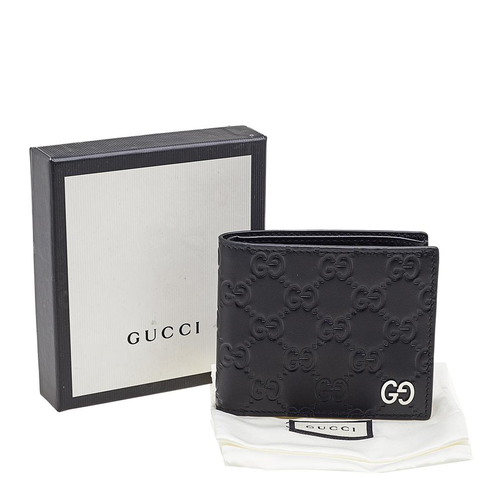 Gucci Black Guccissima Leather GG Signature Bifold Wallet 6