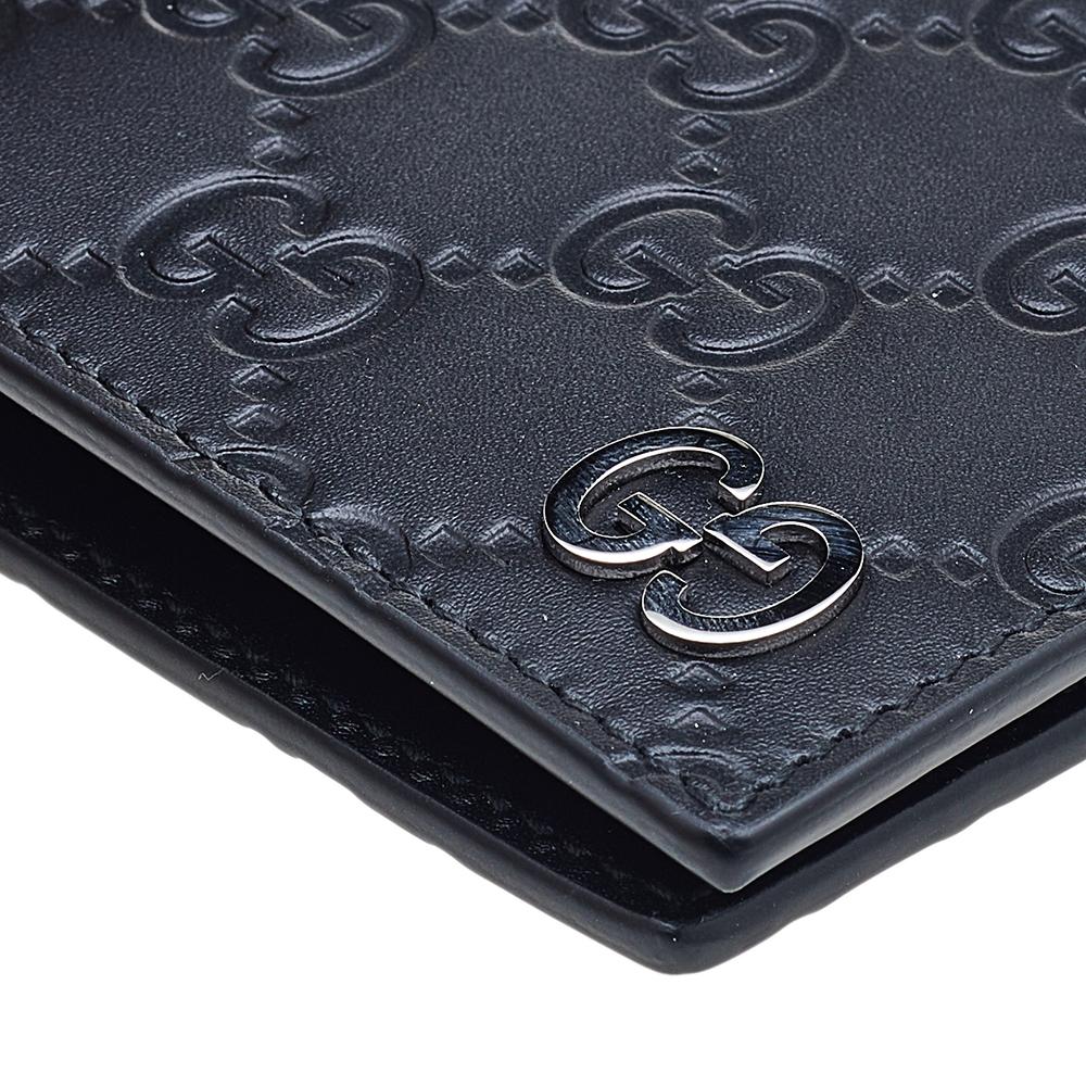 Gucci Black Guccissima Leather GG Signature Bifold Wallet 2