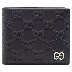 Gucci Black Guccissima Leather GG Signature Bifold Wallet