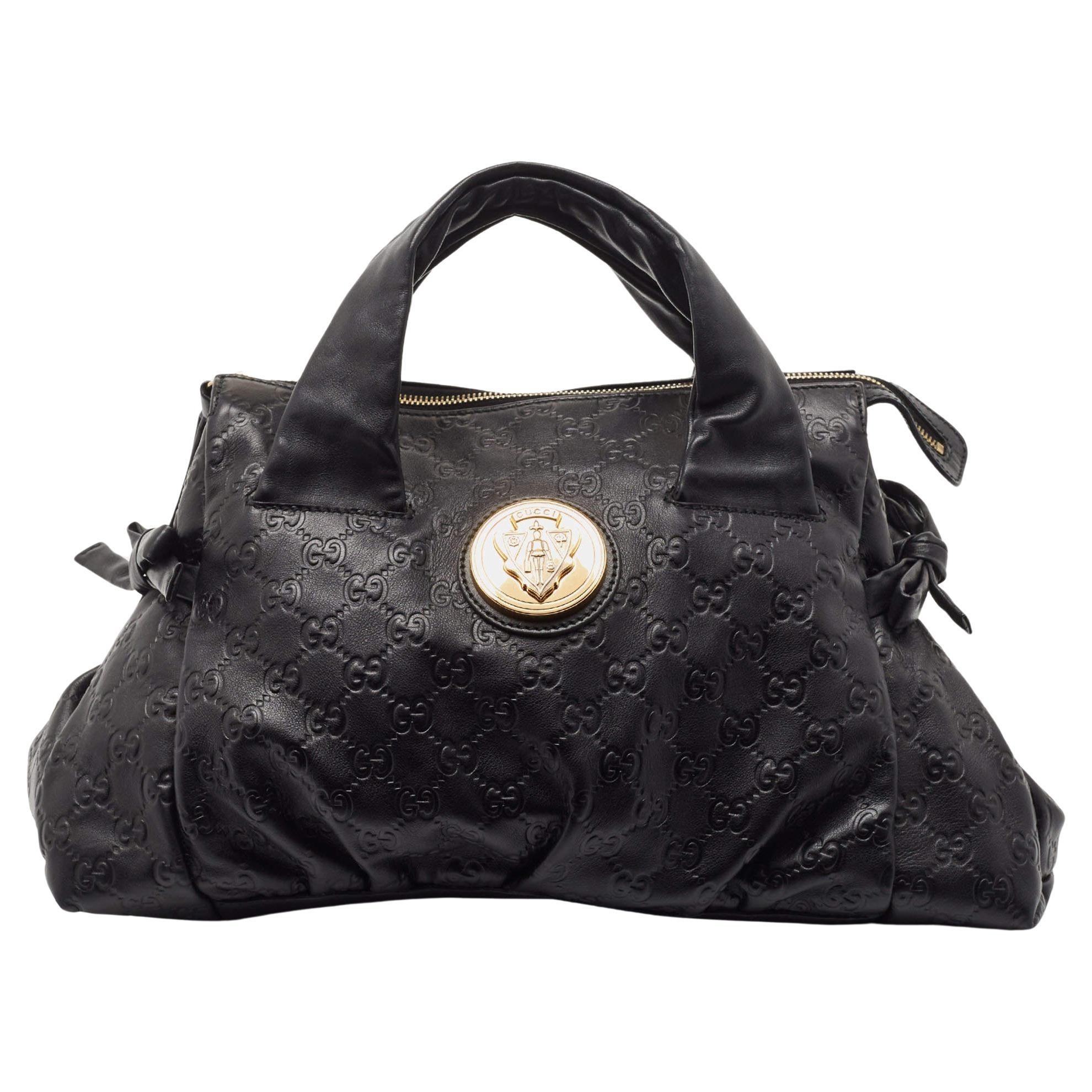 Gucci Black Guccissima Leather Hysteria Tote For Sale