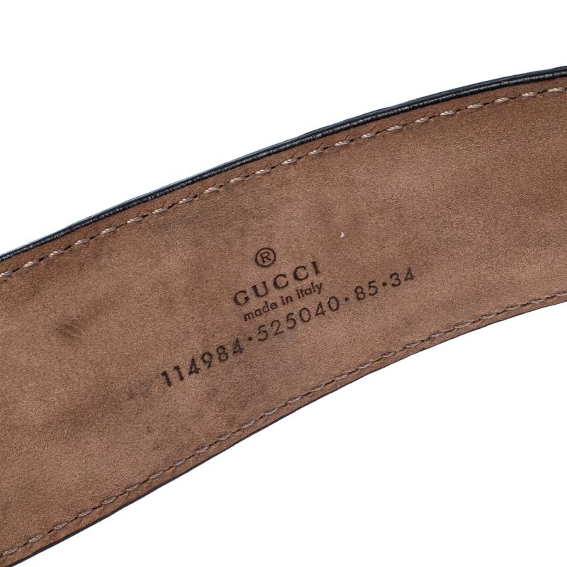 Gucci Black Guccissima Leather Interlocking G Belt 85CM 1