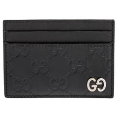 Gucci Black Guccissima Leather Interlocking G Card Holder
