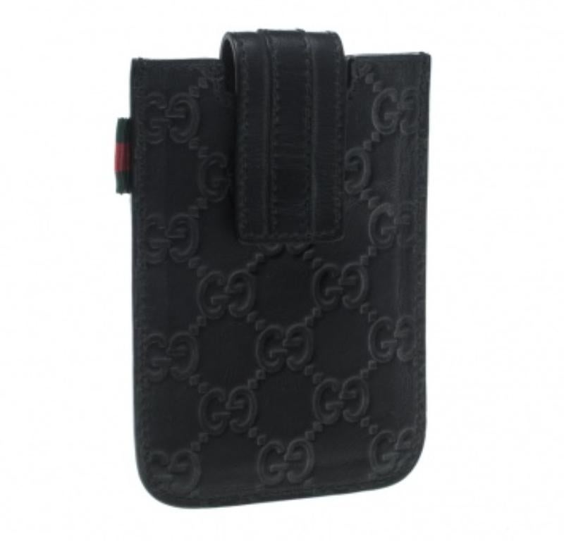 Funda iPhone 4/4s de piel Gucci Guccissima Negra en venta 1
