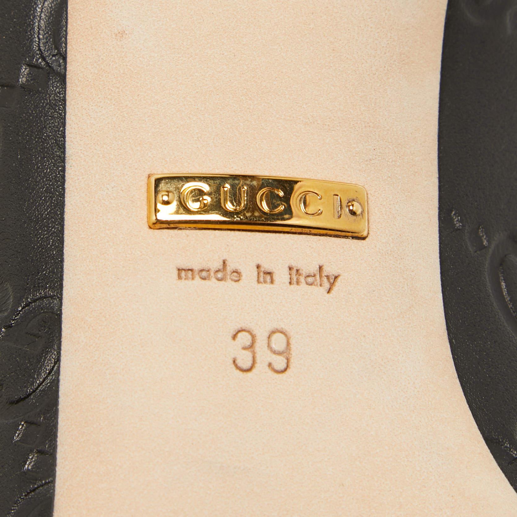 Gucci Black Guccissima Leather Kristen Bamboo Heel Pumps Size 39 In Good Condition For Sale In Dubai, Al Qouz 2