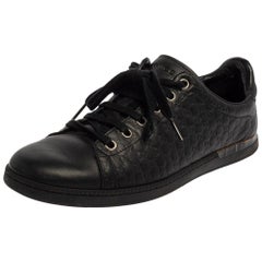 Gucci Black Guccissima Leather Lace Up Sneakers Size 38
