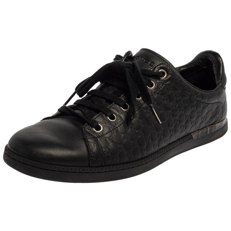 Gucci Black Guccissima Leather Lace Up Sneakers Size 38 For Sale at 1stDibs  | lace up size 38, gucci guccissima shoes