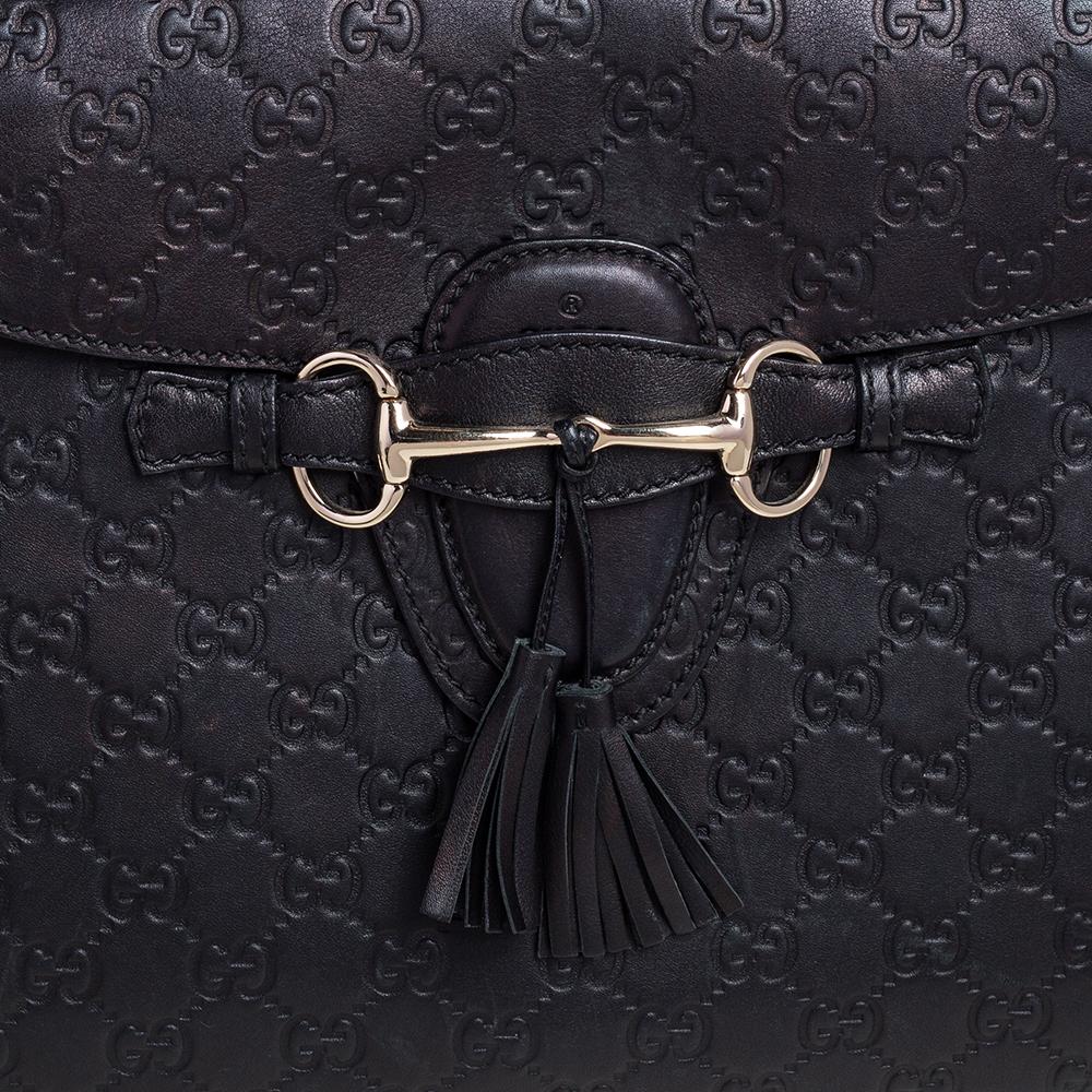 Gucci Black Guccissima Leather Large Emily Chain Shoulder Bag 7