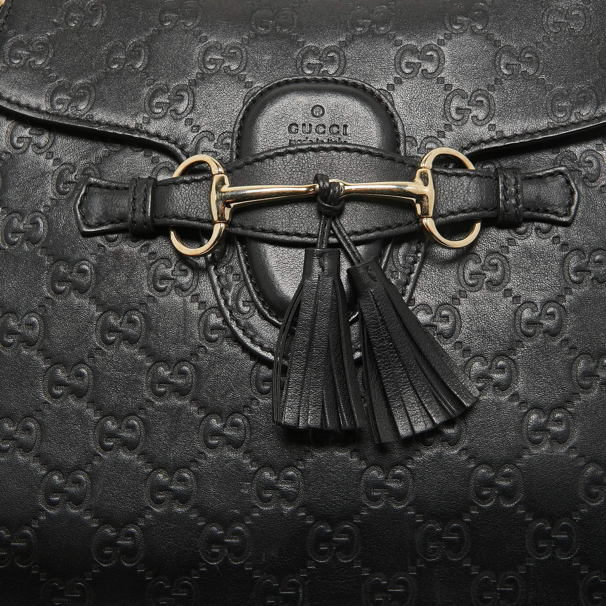 Gucci Black Guccissima Leather Large Emily Chain Shoulder Bag For Sale 1