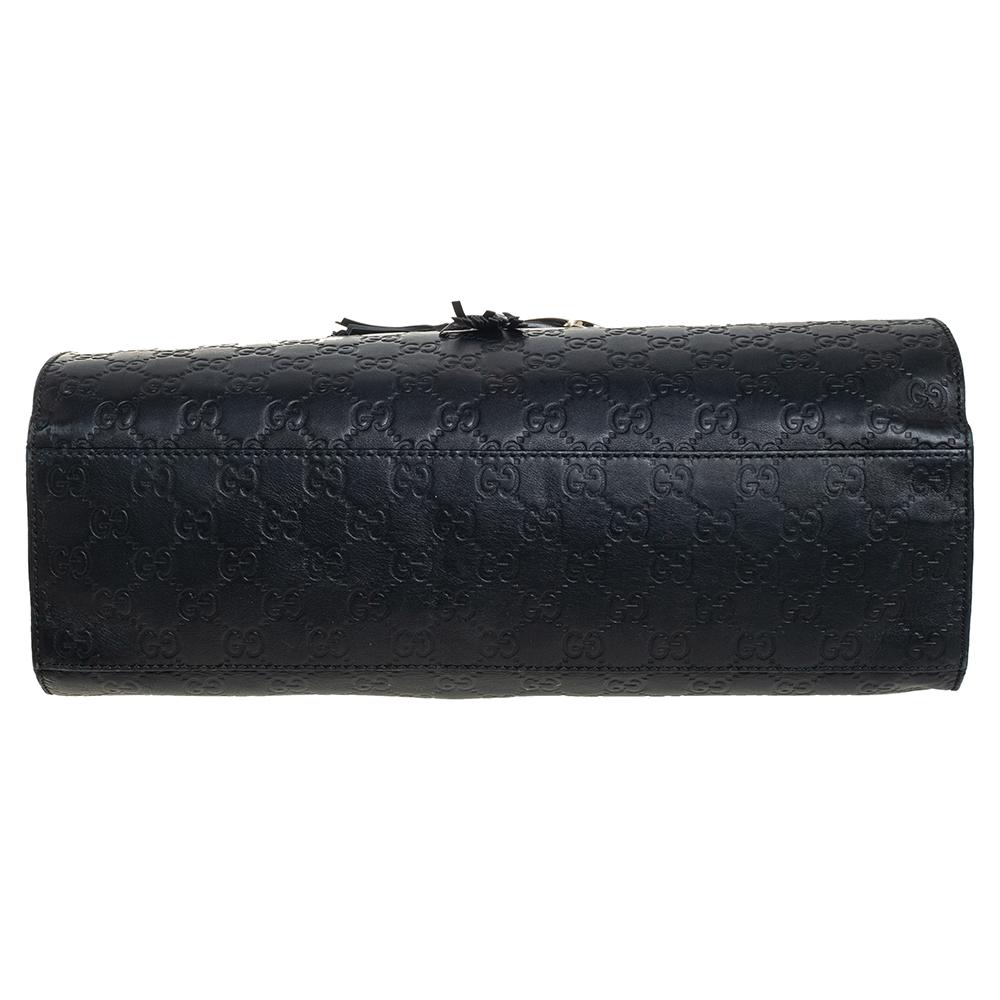 Gucci Black Guccissima Leather Large Emily Chain Shoulder Bag 1