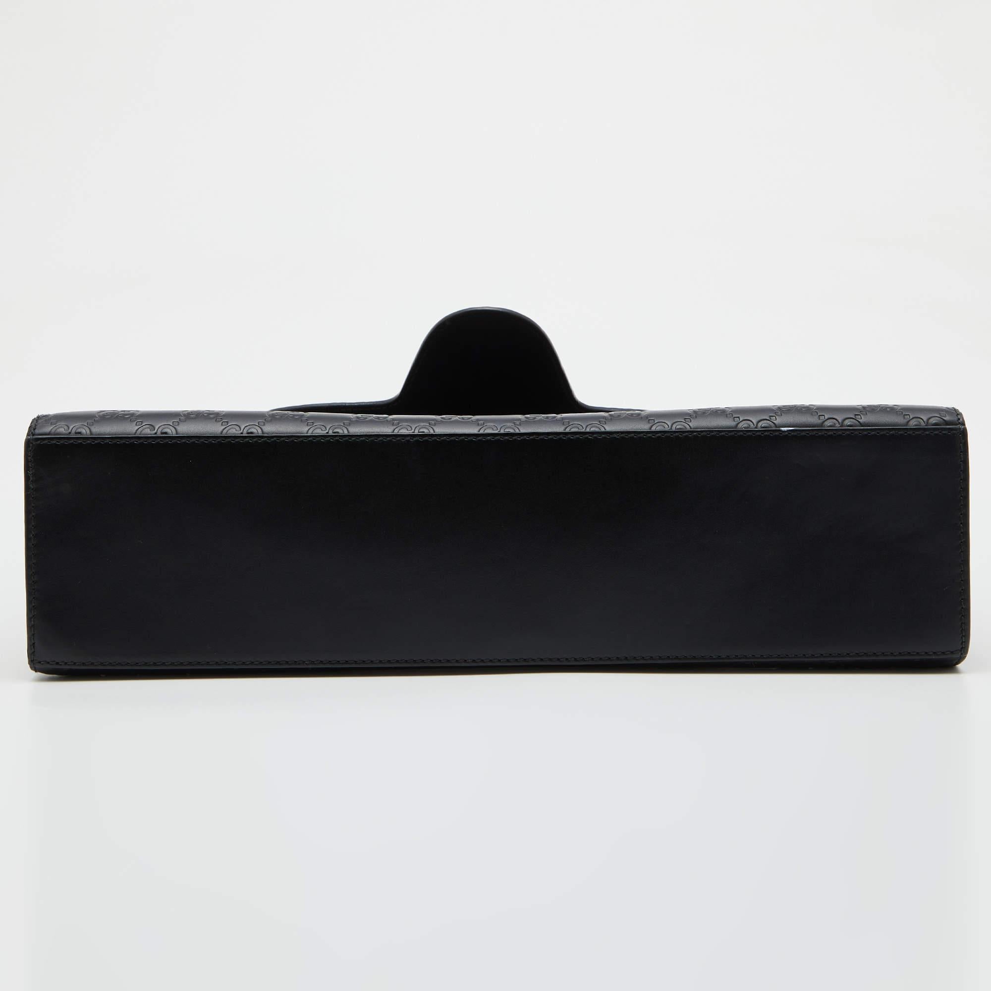 Women's Gucci Black Guccissima Leather Large Emily Chain Shoulder Bag