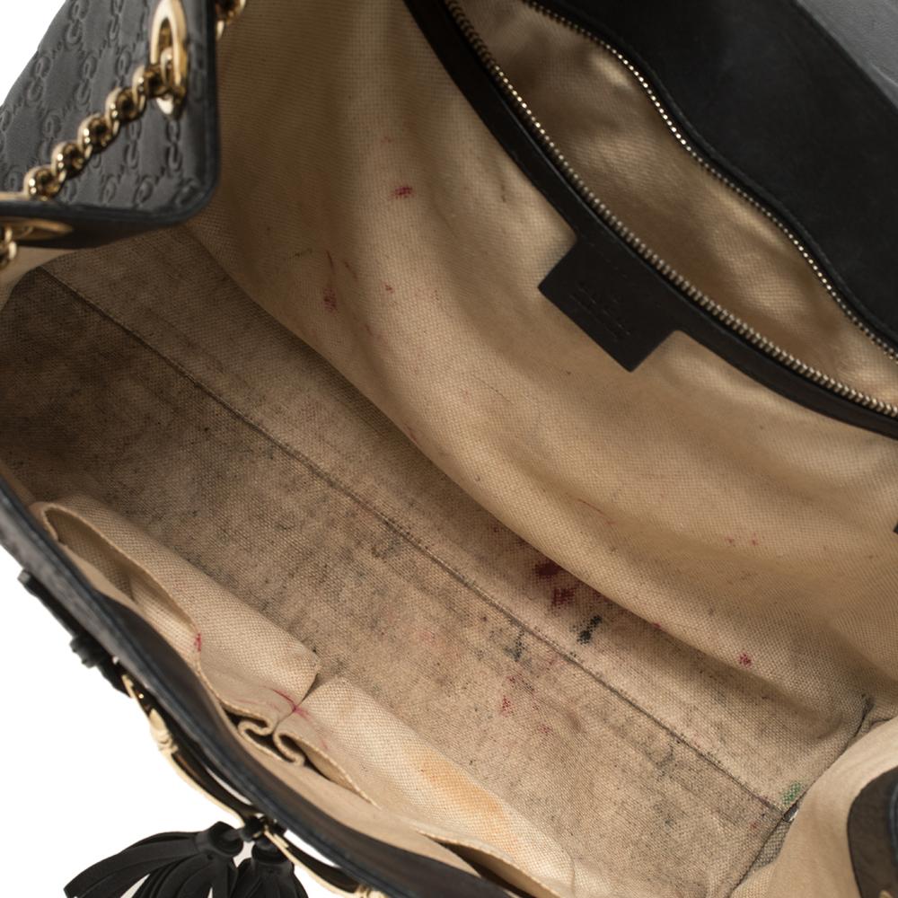 Gucci Black Guccissima Leather Large Emily Chain Shoulder Bag 2