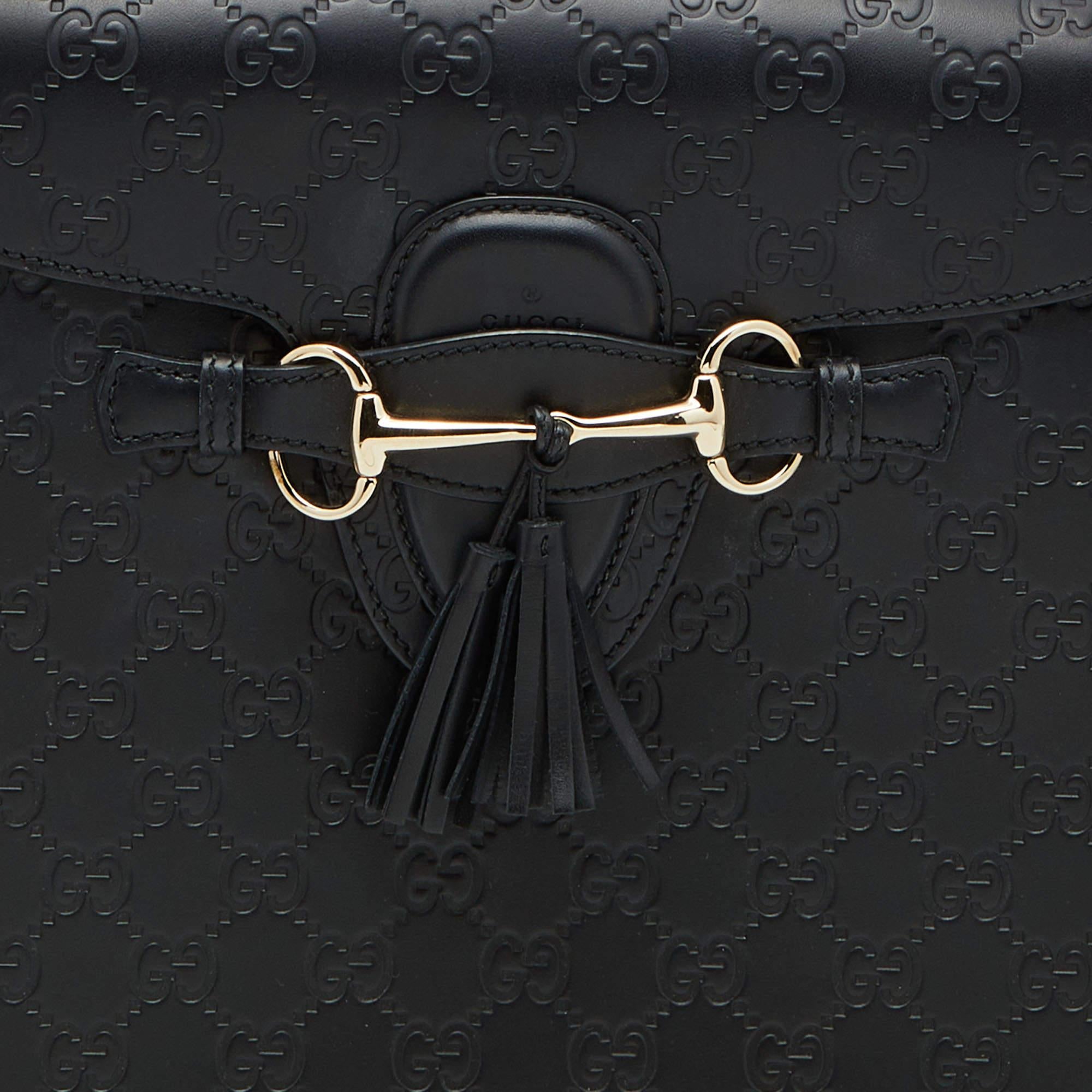 Gucci Black Guccissima Leather Large Emily Chain Shoulder Bag 1