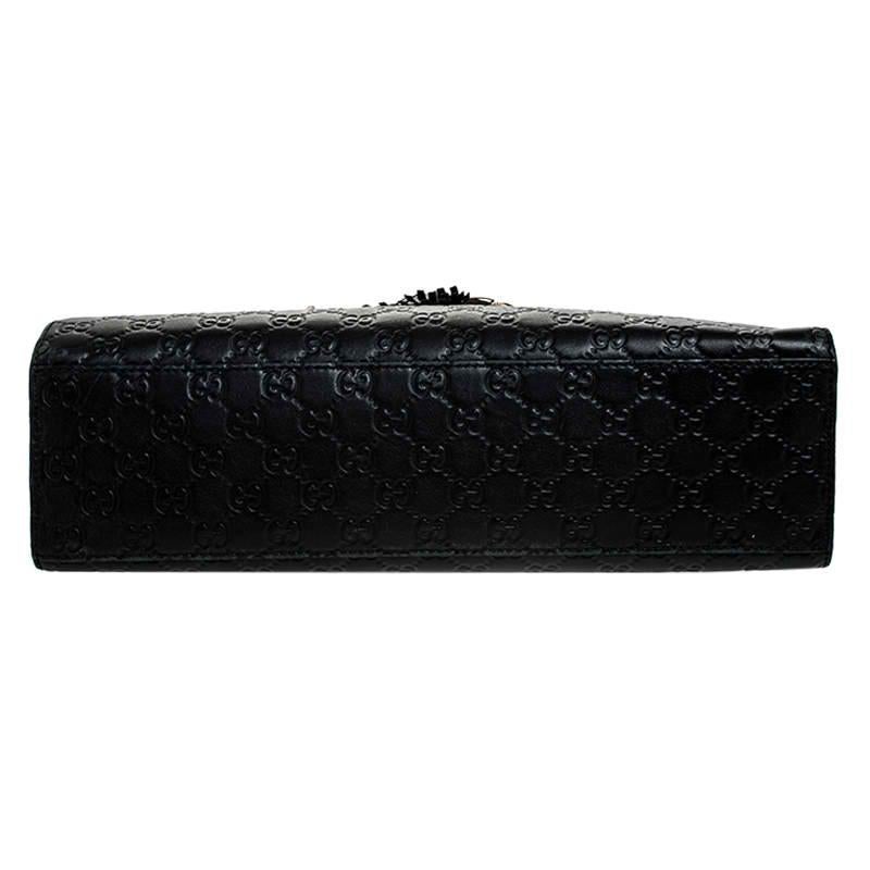 Gucci Black Guccissima Leather Large Emily Chain Shoulder Bag 3
