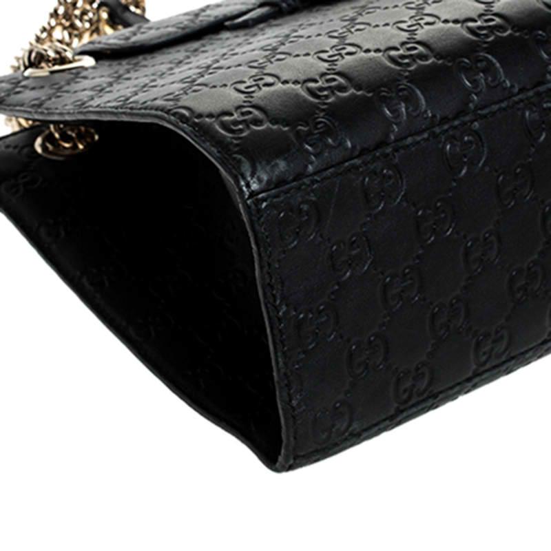Gucci Black Guccissima Leather Large Emily Chain Shoulder Bag 4