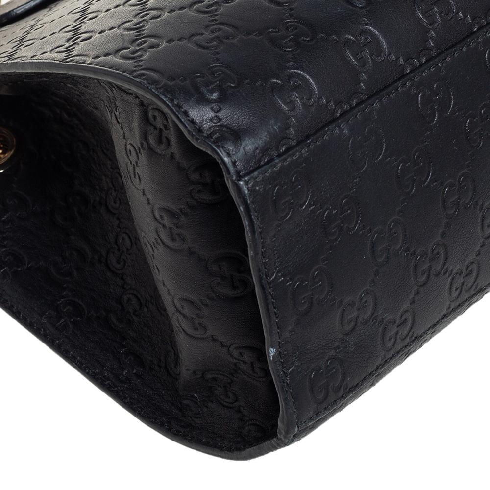 Gucci Black Guccissima Leather Large Emily Chain Shoulder Bag 4
