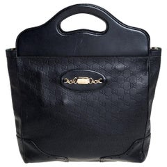 Gucci Black Guccissima Leather Large Punch Tote