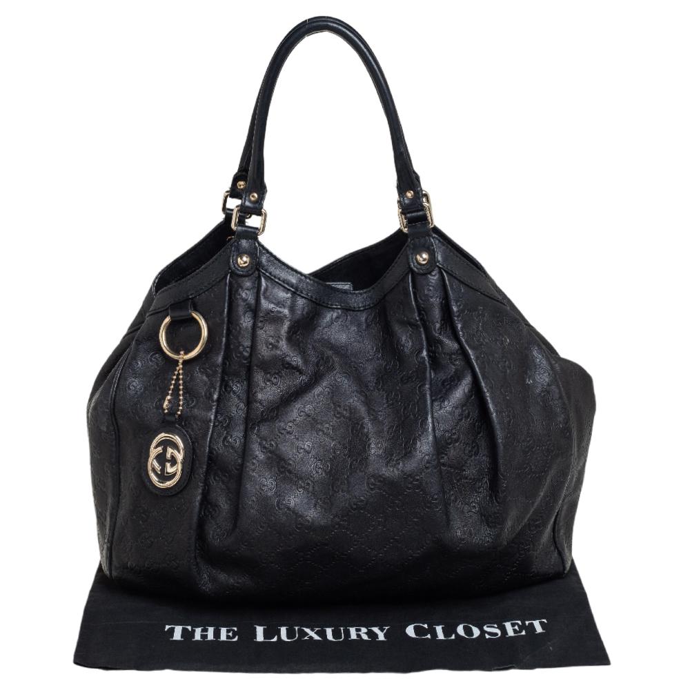 Gucci Black Guccissima Leather Large Sukey Tote 2
