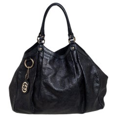 Gucci Black Guccissima Leather Large Sukey Tote