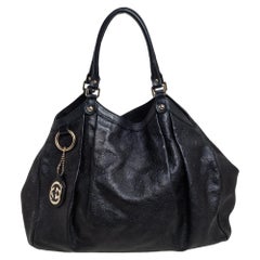 Gucci Black Guccissima Leather Large Sukey Tote