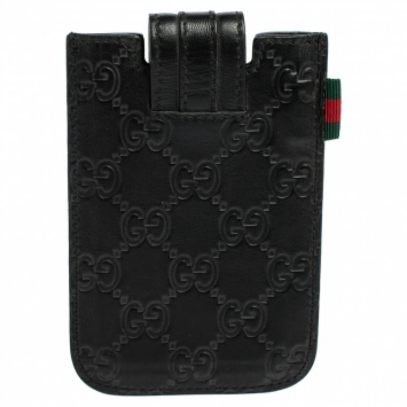 Étui pour iPhone en cuir Gucci noir Guccissima Bon état à Dubai, Al Qouz 2
