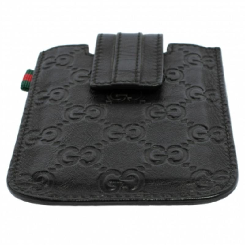  Étui pour iPhone en cuir Gucci noir Guccissima Pour femmes 
