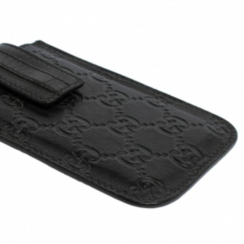 Étui pour iPhone en cuir Gucci noir Guccissima 1