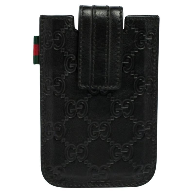 Gucci Custodia per iPhone in pelle nera Guccissima
