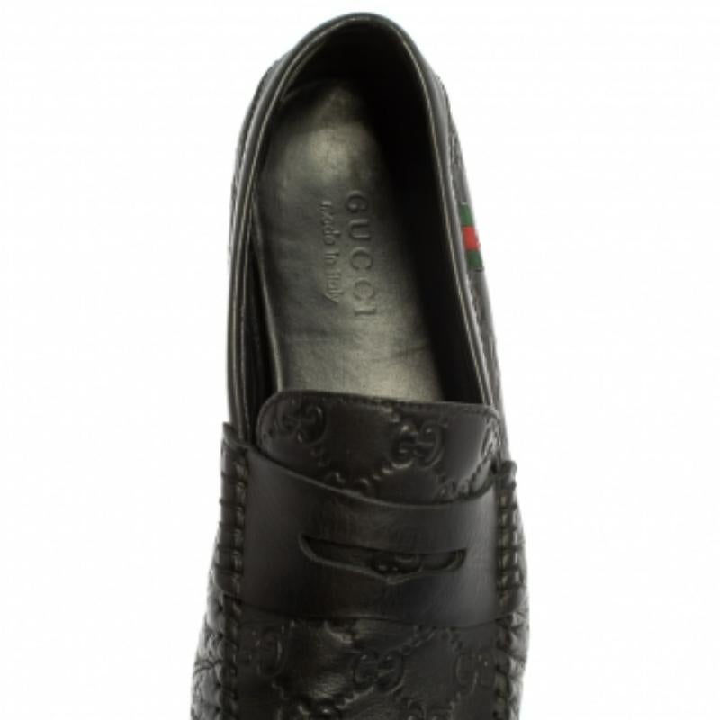 Men's Gucci Black Guccissima Leather Loafers Size 41.5 For Sale