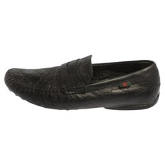 Gucci Black Guccissima Leather Loafers Size 41.5
