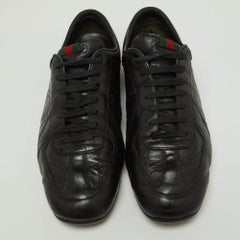 Gucci Black Guccissima Leather Low Top Sneakers Size 44.5