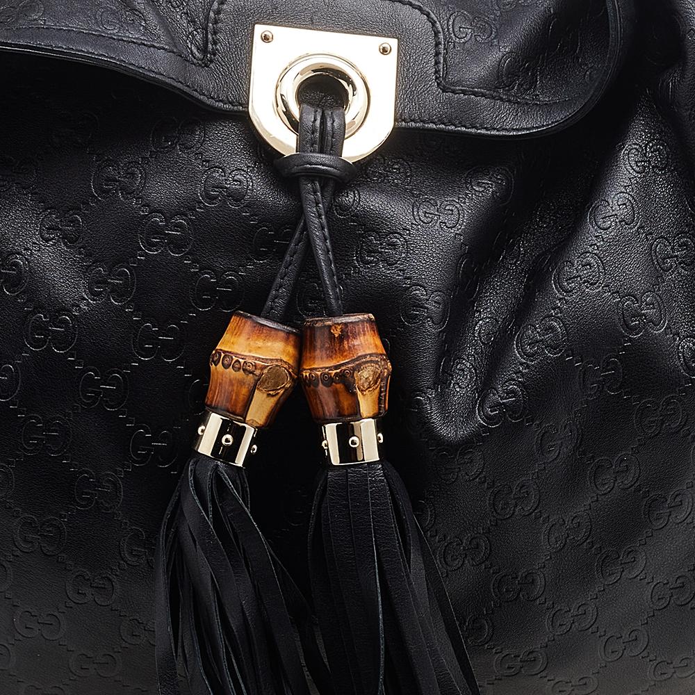 Gucci Black Guccissima Leather Medium Babouska Indy Hobo 7
