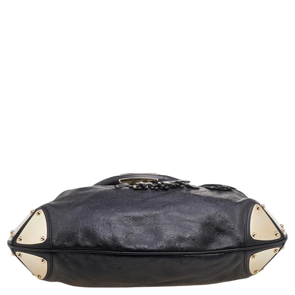 Gucci Black Guccissima Leather Medium Babouska Indy Hobo 1