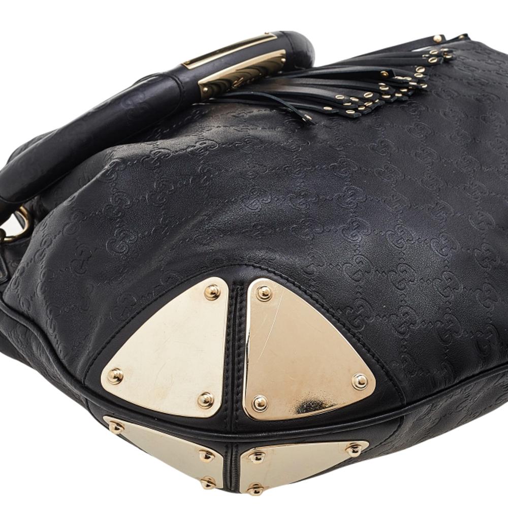 Gucci Black Guccissima Leather Medium Babouska Indy Hobo 2