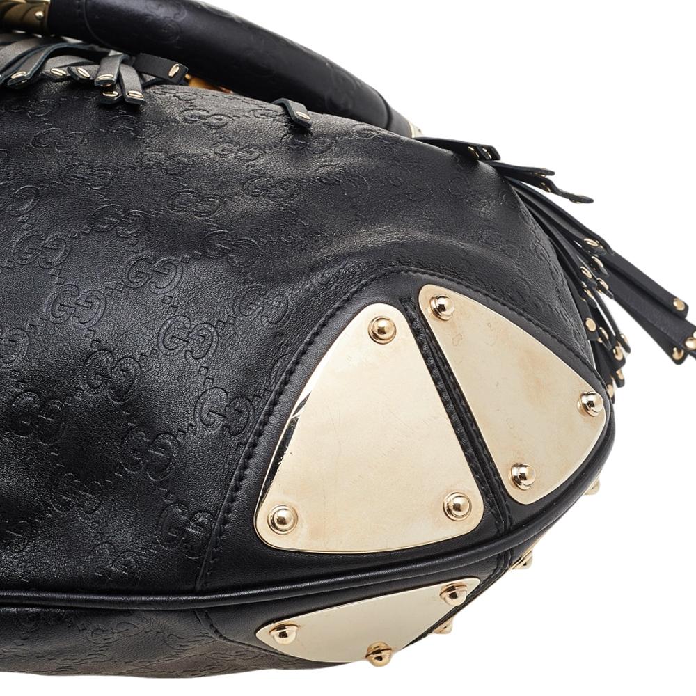 Gucci Black Guccissima Leather Medium Babouska Indy Hobo 3