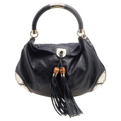 Schwarzes Gucci-Guccissima-Leder Medium Babouska Indy Hobo