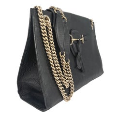 Gucci Black Guccissima Leather Medium Emily Chain Crossbody Shoulder Bag, 2018.