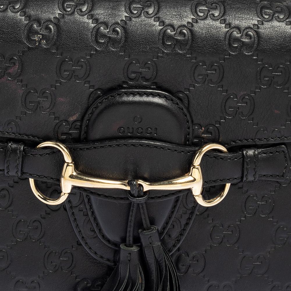 Gucci Black Guccissima Leather Medium Emily Chain Shoulder Bag 7