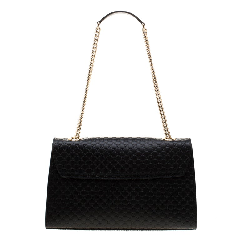 Gucci Black Guccissima Leather Medium Emily Chain Shoulder Bag For Sale ...
