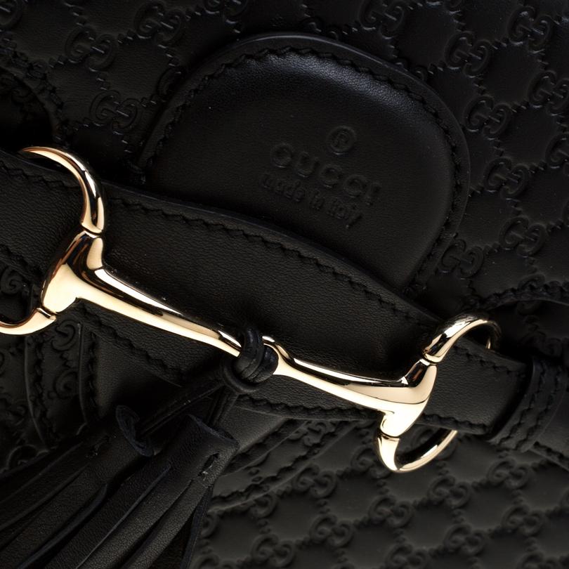 Gucci Black Guccissima Leather Medium Emily Chain Shoulder Bag 3