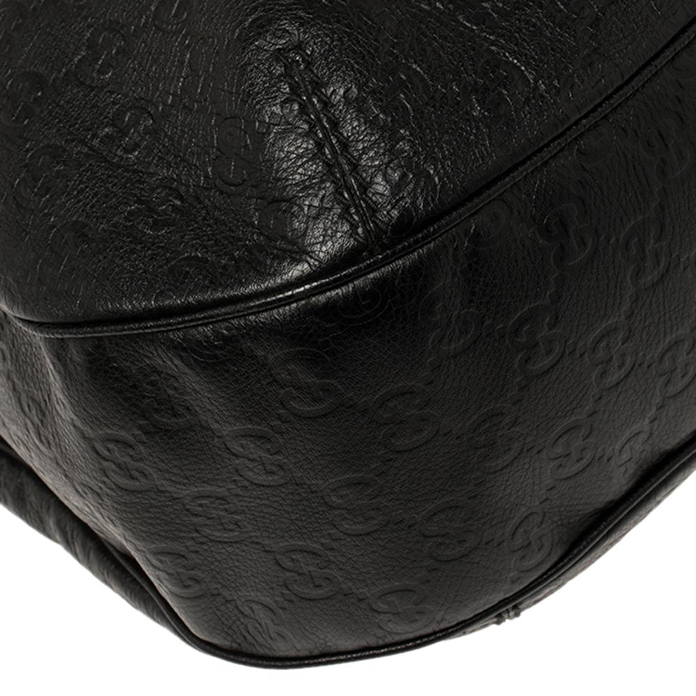 Gucci Black Guccissima Leather Medium Hobo 5