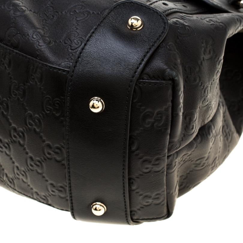 Gucci Black Guccissima Leather Medium Horsebit Pelham Shoulder Bag 4