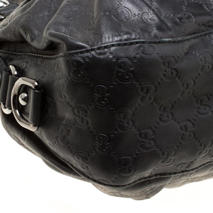 Gucci Black Guccissima Leather Medium Icon Bit Boston Bag 6