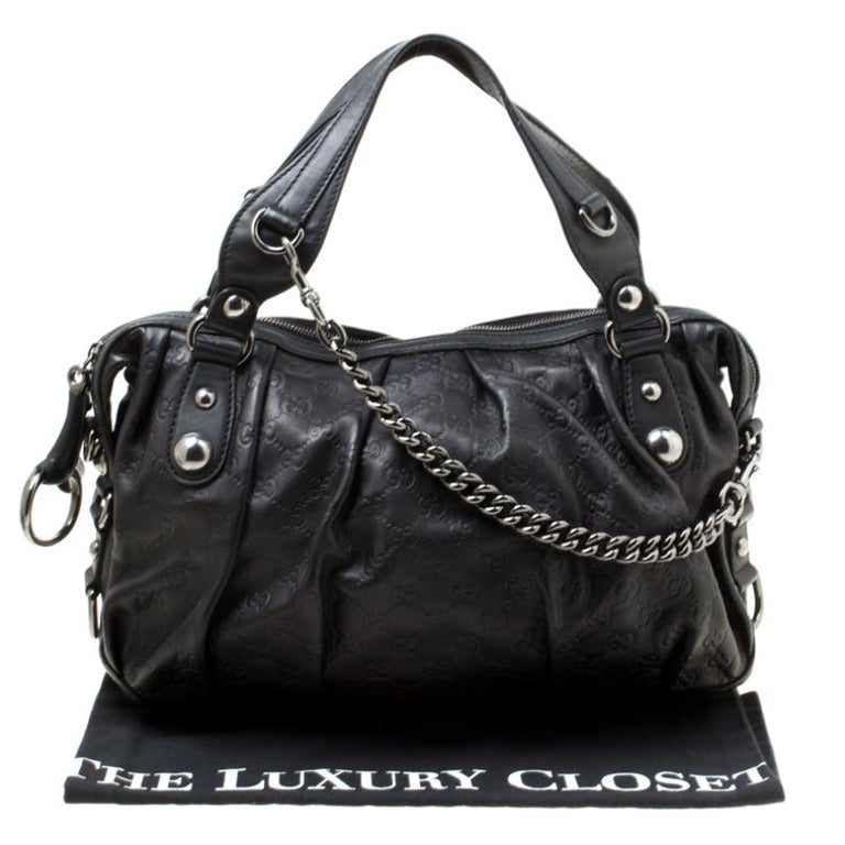 Gucci Black Guccissima Leather Medium Icon Bit Boston Bag For Sale at 1stdibs