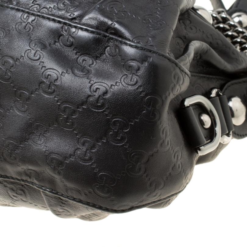 Gucci Black Guccissima Leather Medium Icon Bit Boston Bag 2