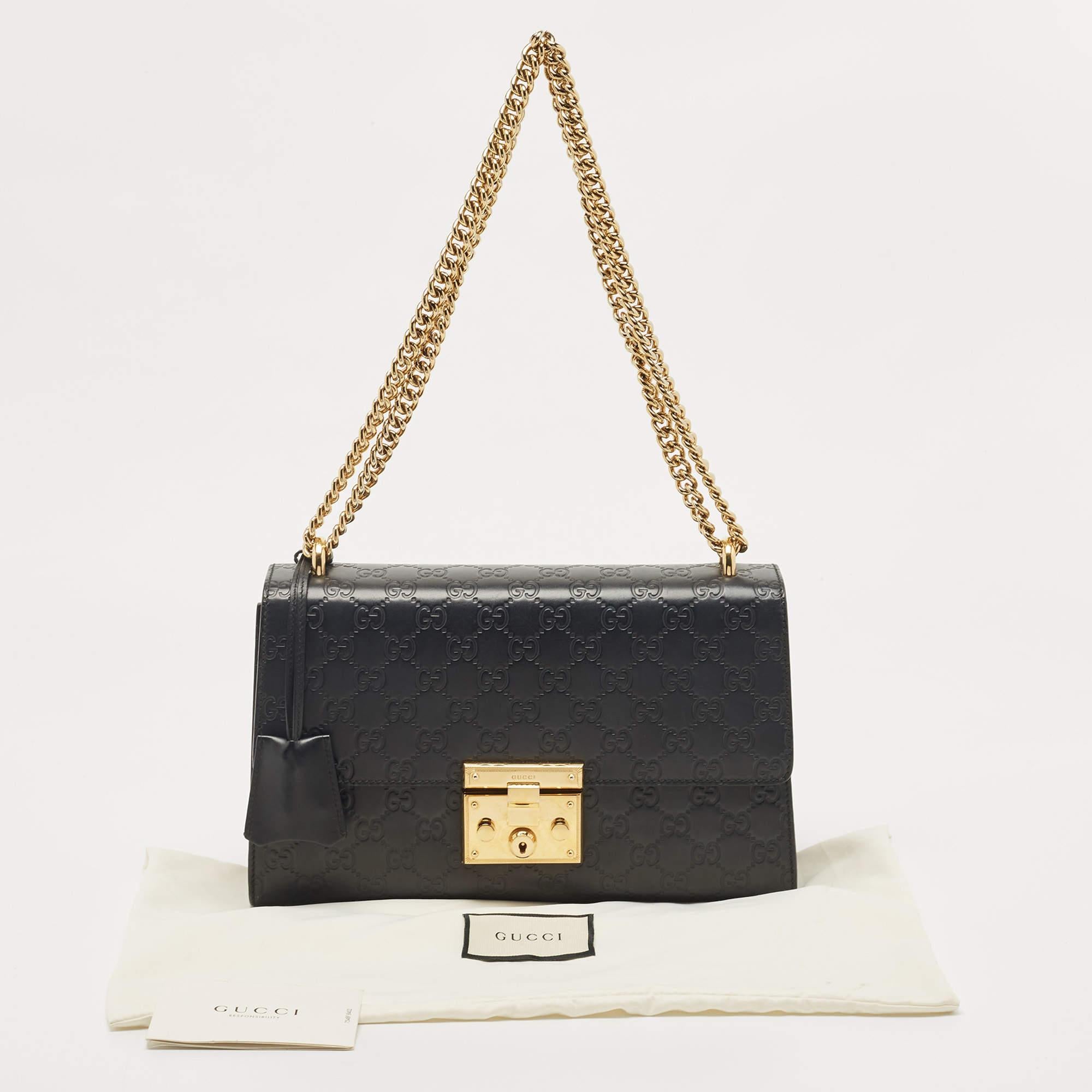 Gucci Black Guccissima Leather Medium Padlock Shoulder Bag 12