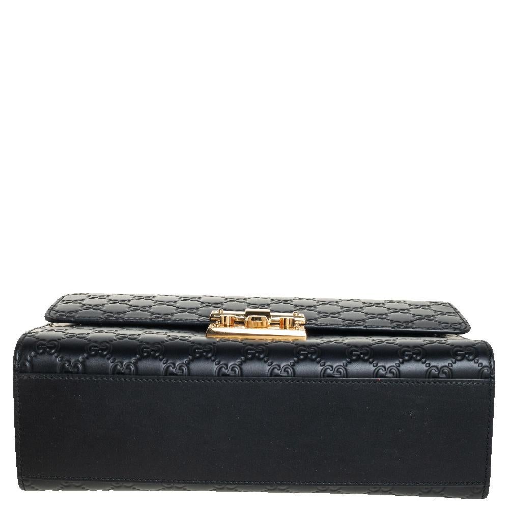 Gucci Black Guccissima Leather Medium Padlock Shoulder Bag 1