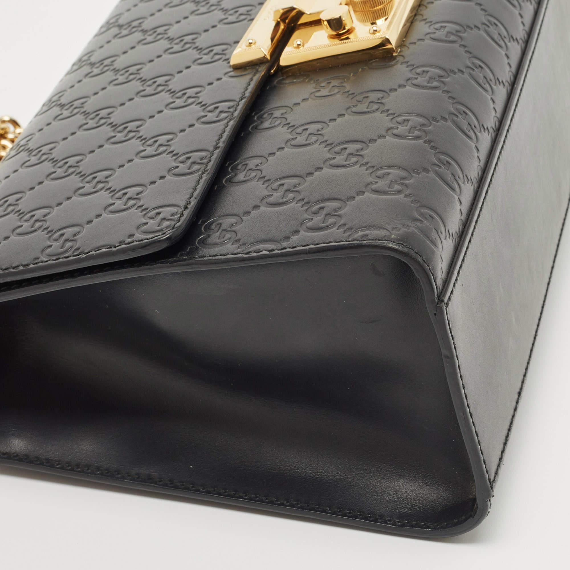 Gucci Black Guccissima Leather Medium Padlock Shoulder Bag 1