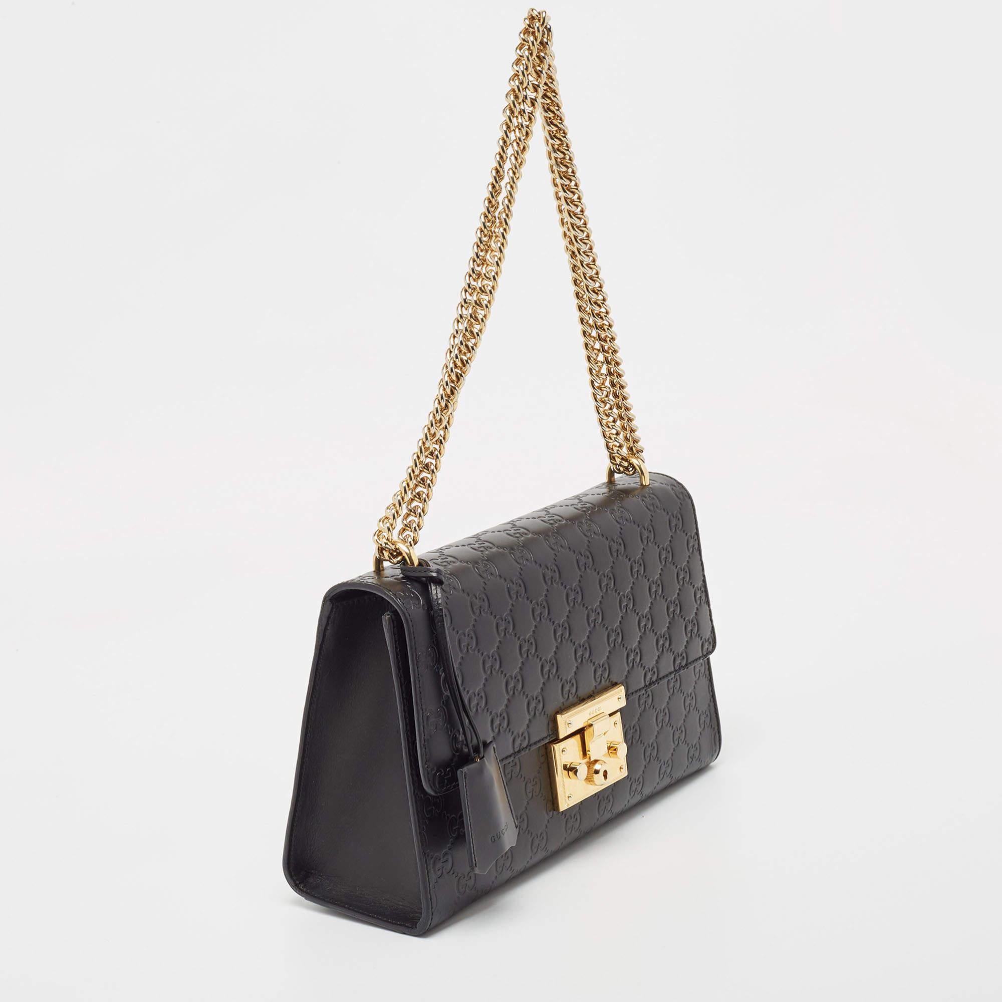 Gucci Black Guccissima Leather Medium Padlock Shoulder Bag 3